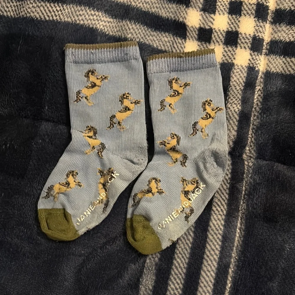Janie & Jack Baby Boy Blue Horse Pattern Socks (9-12 months)